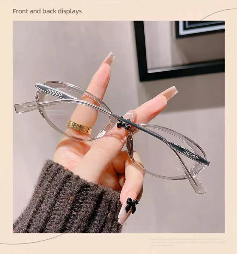 Modische Dicke Kante Oval Kleine Rahmen Anti-blau Licht Lesebrille Für Frauen Senior Mittleren Alters Und Ältere Gläser JH5002 – Detail 10