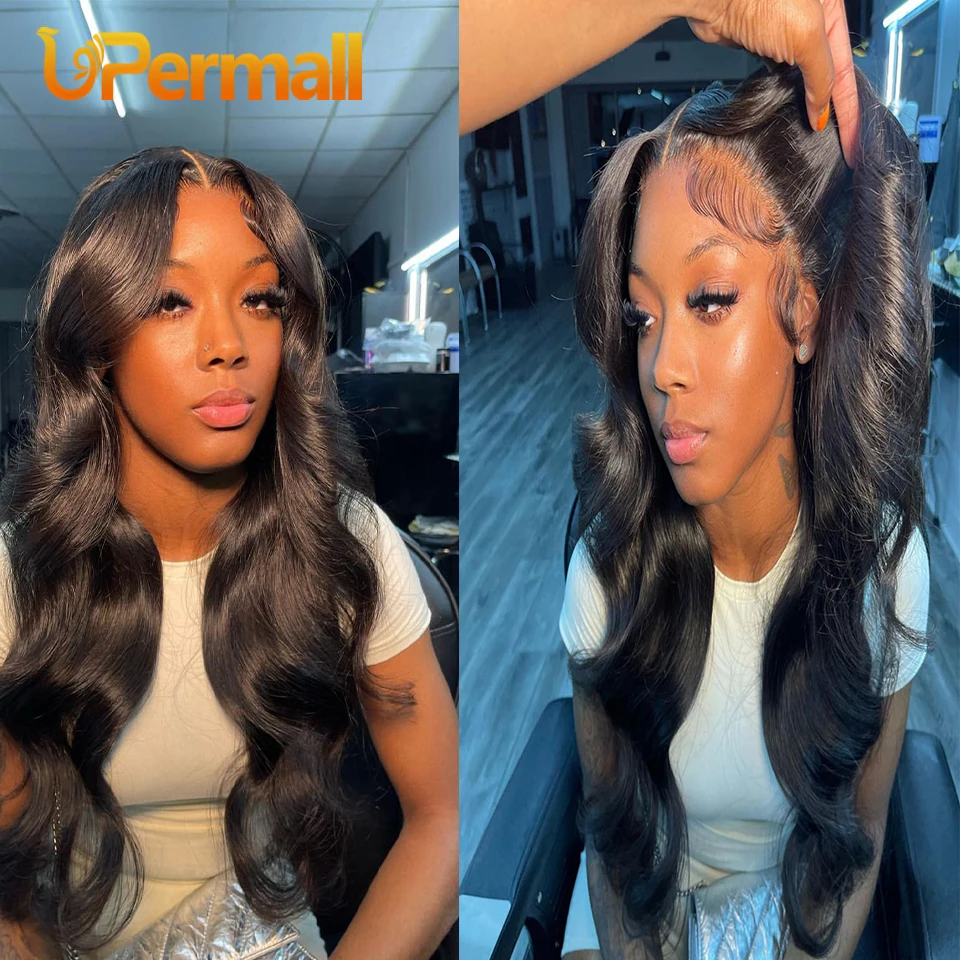 Upermall 26 28 Inch 13x4 13x6 Full Lace Frontal Straight Pre Plucked HD Transparent Body Only Natural Black Remy Human Hair human hair frontal human hair lace product