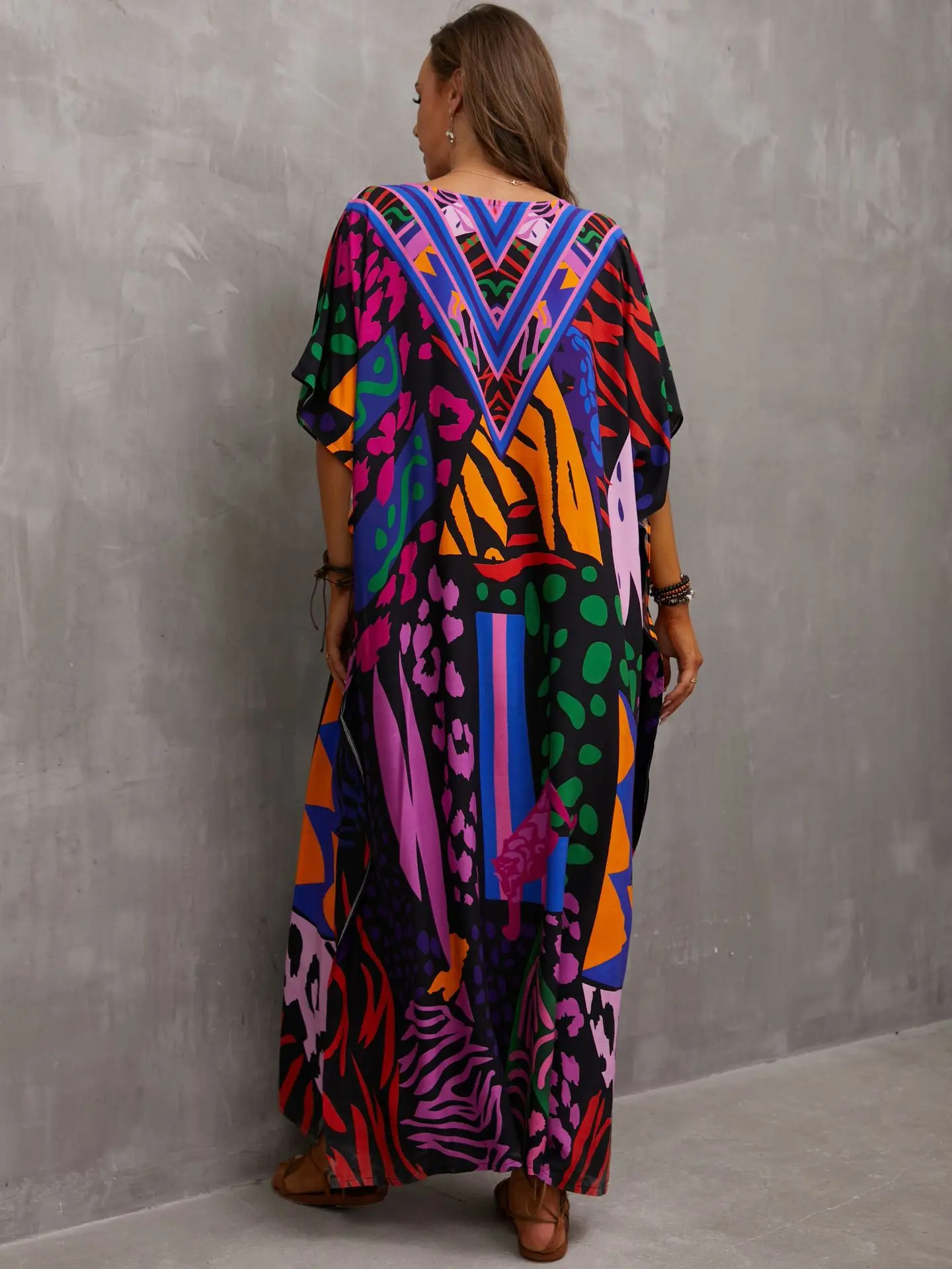 Plus Size Bathing Suit Cover Up Colorful Caftan Dress for Women