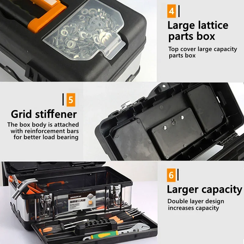 

Stainless Organizers Portable Boxes Metal Tool Tools Suitcase Storage Steel Grade Box Multifunctional Industrial Toolbox
