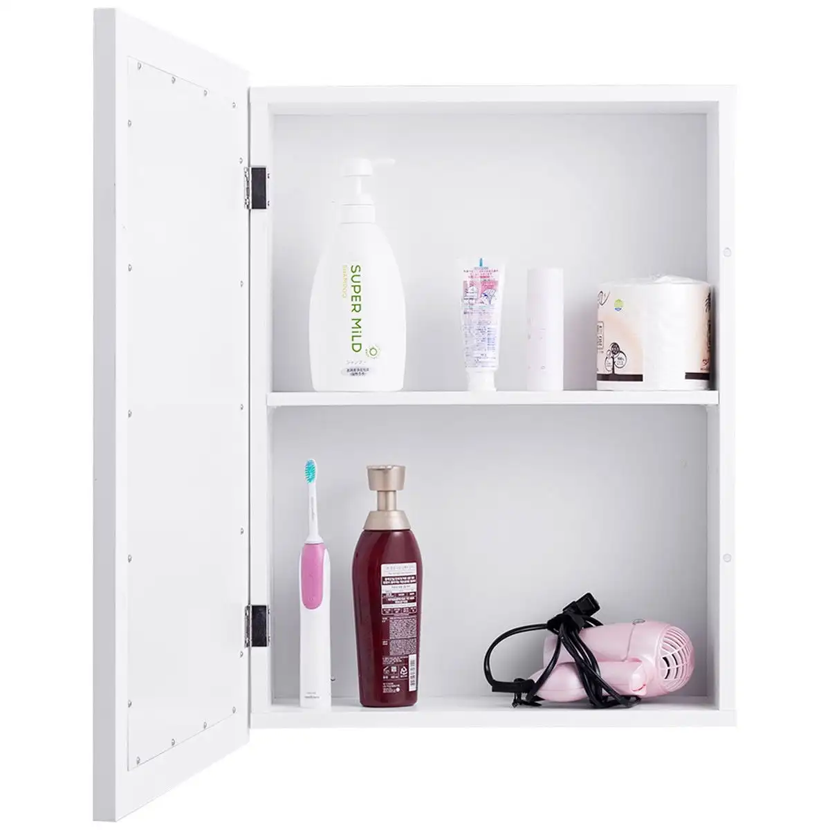 

Gymax Fashion Bathroom Mirror Cabinet Wall Mounted Kitchen Medicine Storage Adjustable Shelf Waterproof and anti-corrosion