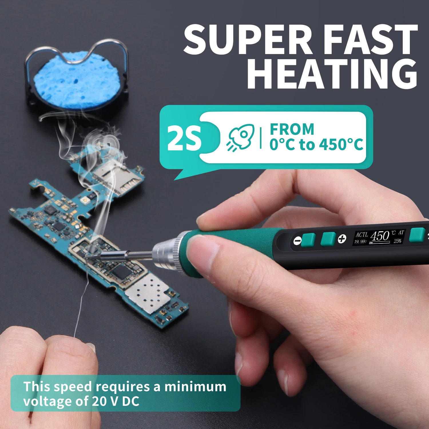 YIHUA 928D-IV USB Portable Soldering Iron Kit – Adjustable Temp To 842°F, Type-C, LCD Screen, Fast Heating