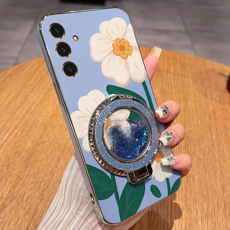 Elegant White Floral Plating Phone Case Cover