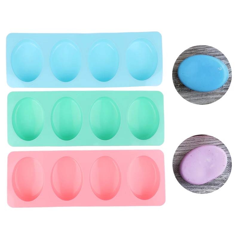4 Cell 3D Oval Silicone Soap Mold DIY Soap-making Supplies Handmade Chocolate Cake Decoration Baking Kit Home Decor Gift images - 6