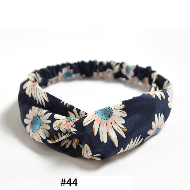 Summer Bohemian Bandanas Elastic Hair Bands Yoga Exercise Cotton Headband Women Headwear Print Vintage Cross Unisex Scrunchies Print Cross44