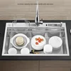 304 Stainless Steel Kitchen Sink Bar Single Basin Multi-function Kitchen Dish Sink with Knife Holder Home Nano Large Single-slot 3