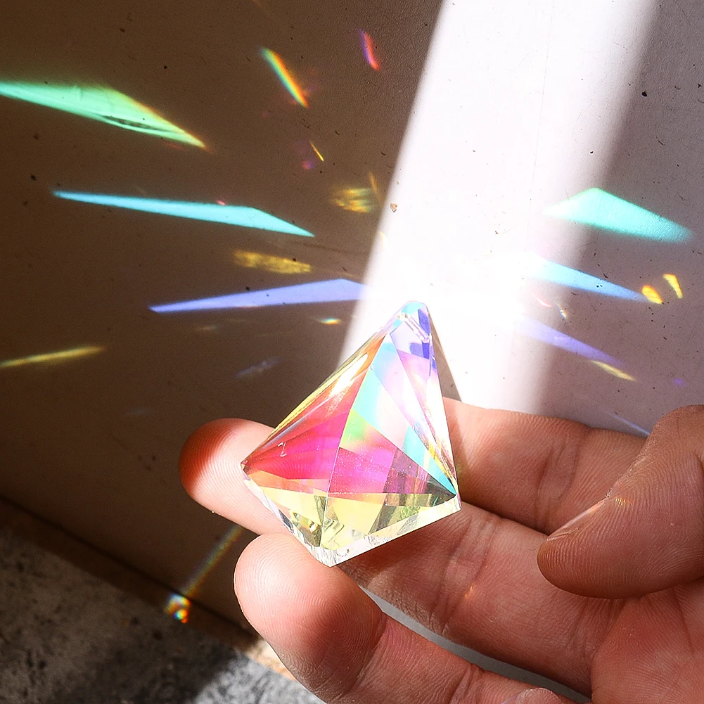 2PCS 50mm Rhombus Suncatcher Rainbow Crystal Prisms Chandelier Parts Drop Hanging Pendant Faceted Glass Craft Light Chaser Props 2pcs irregular prism faceted rainbow crystal glass loose craft pendant bead for jewelry making diy curtain chandelier suncatcher