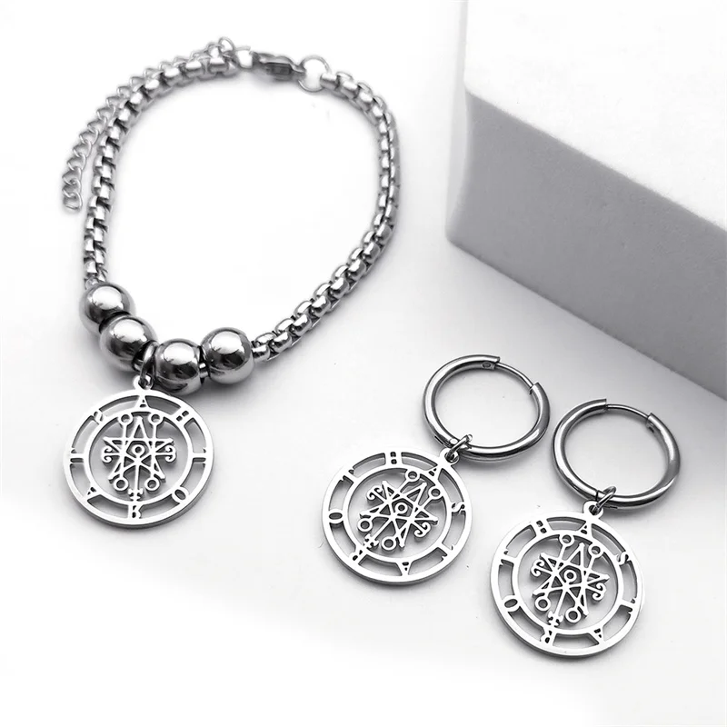 Astaroth Sigil Goetia Stainless Steel Jewelry Set - Men's Demon Seal Jewelry Collection