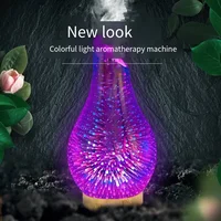 3D Glass Ultrasonic Cold Mist Air Humidifier Household Baby Portable Seven Color Night Light Essential Oil Aromatherapy Machine 2