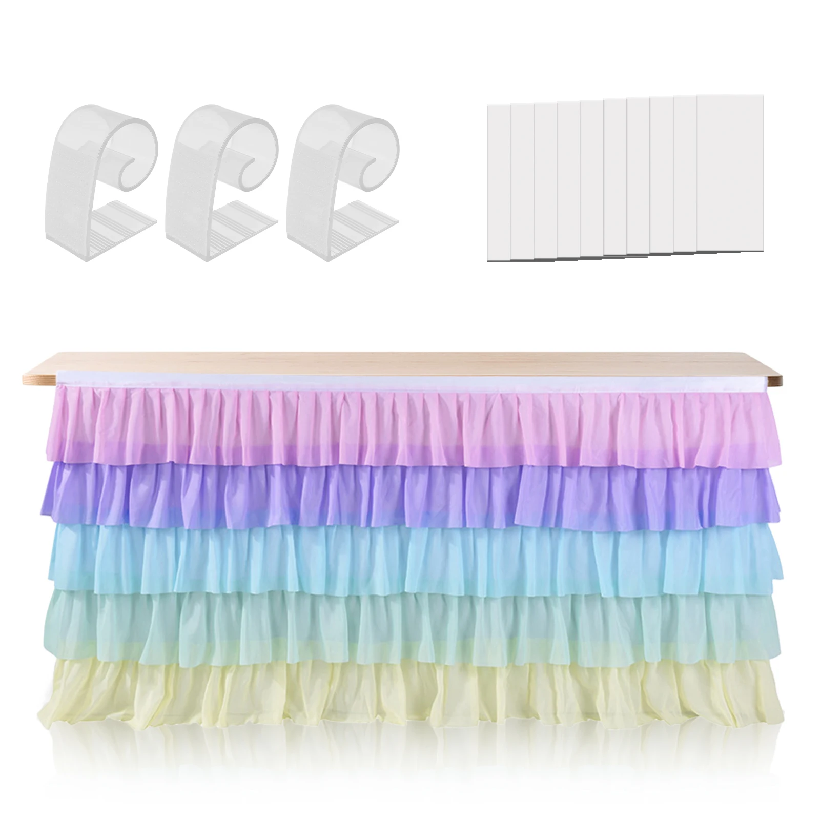 Pleated Table Skirt Birthday Party Table Decor Colorful Tablecloth for Rectangle Ruffle Cloth Xmas Wedding Decor