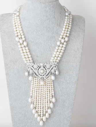 

New Fashion Elegant Baroque Classic Multilayer Pearl Pendant Necklace