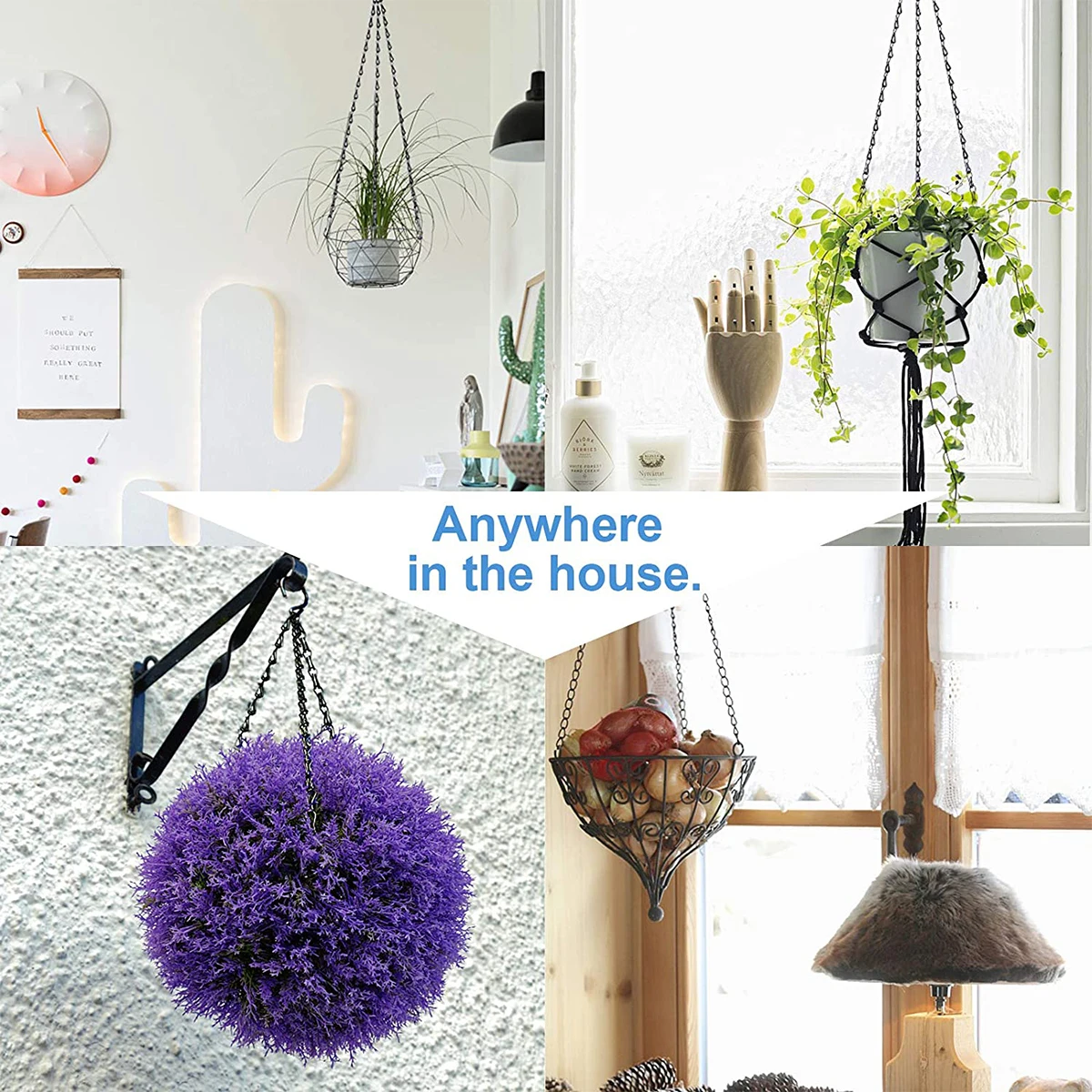 Rattan Hanging Basket Flower Pot Chain Hydroponic Plants Plant Grow Tools Garden Decorations With 3 Hooks 40cm