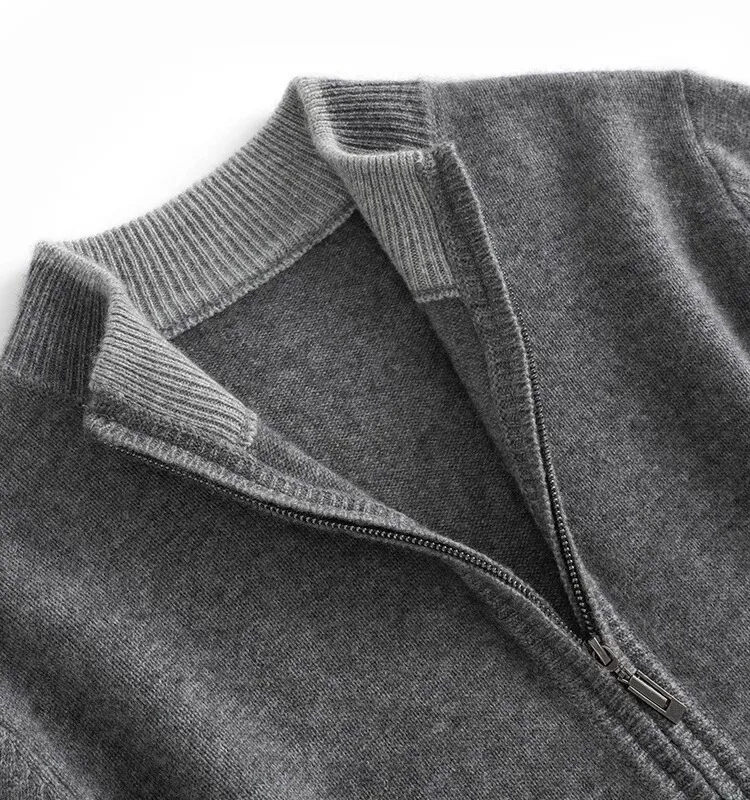 Autumn Winter Men New Half-high-neck Knit Coats Male Solid Cashmere Sweater Jackets Men's Zipper Cardigan Overcoats I05