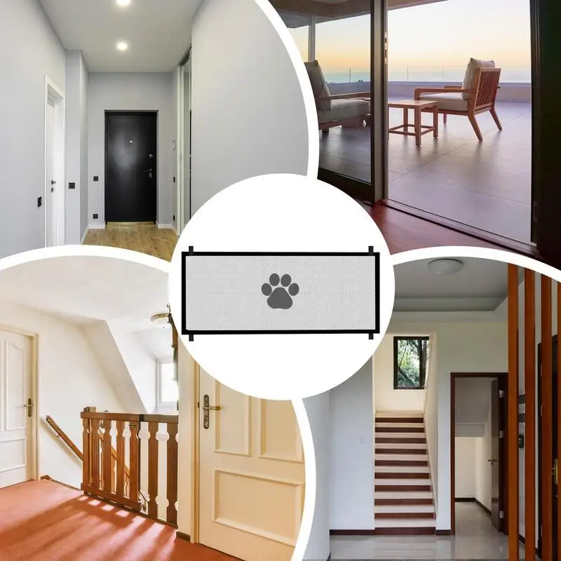 Puerta de seguridad expandible para mascotas, plegable, para interiores y exteriores. Fácil instalación.