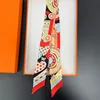 Match Colors For Women Belt Lock Chain Elegant Skinny Head Neck Silk Satin Small Bag Decoration Ribbon Scarf 4