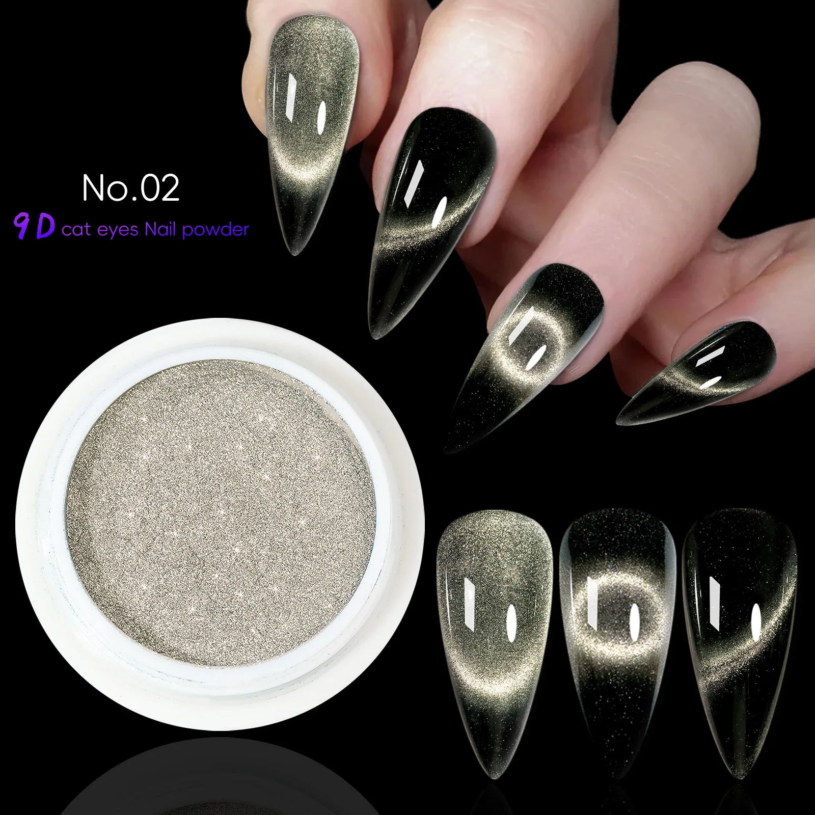9D Meteorite Cat Eye Powder Strong Magnetic Nail Glitter Pigment Manicure Holographic Laser Chrome Dust Can Use With Polish Gel