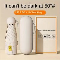 1pc Anti-Uv Mini Umbrella For Sunny And Rainy Days, Portable With Uv Coating And 6 Reinforced Ribs 1