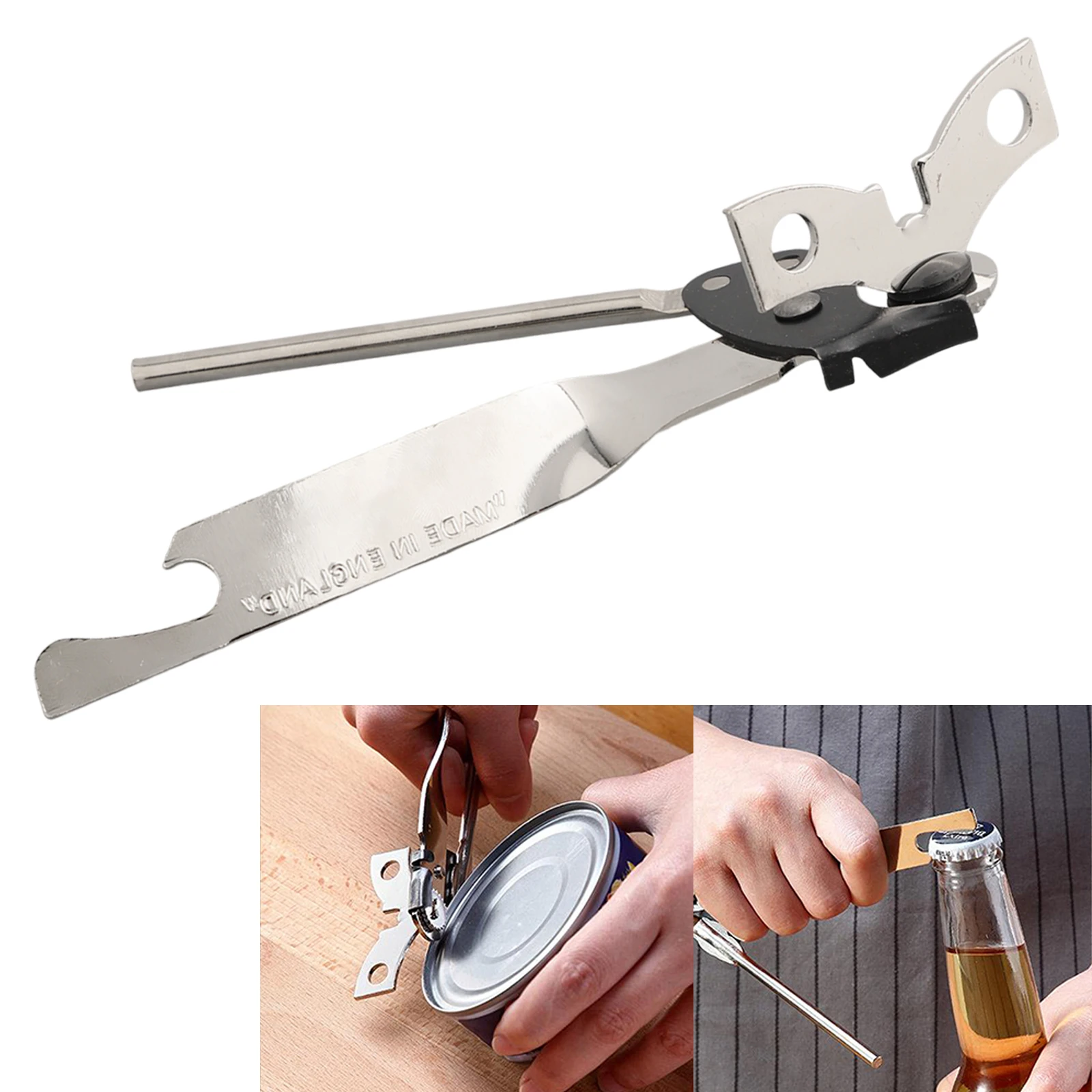 

1pc Multifunctional Stainless Steel Food Can And Bottle Opener Plated Metal Traditional Tool Kitchen Gadgets 15*5.8cm