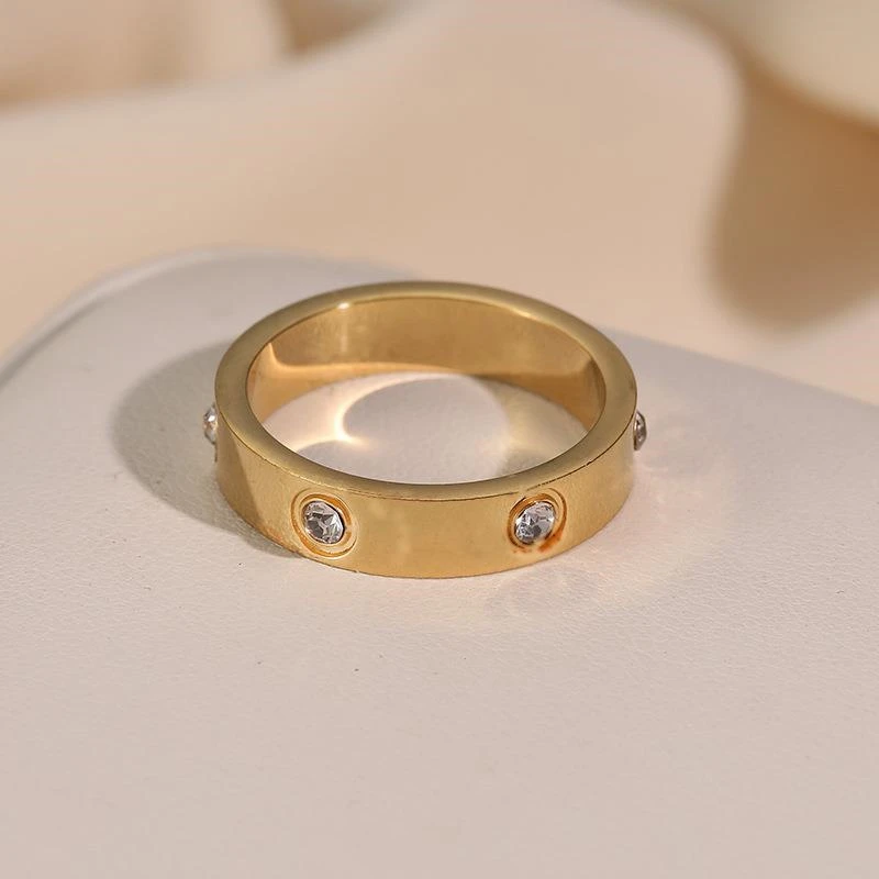 Luxury High Quality Zircon Titanium Steel Ring Korean Fashion Women's Stainless Steel Electroplated Ring Jewelry Party Gift