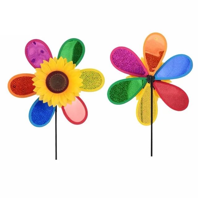 1 Dcs Napraforgó Szélmalom Pinkerék Színes Flitterek Összecsukható 64*28*1 Cm -Es Kemping Piknik Otthoni Kerti Dekoráció - Image 3