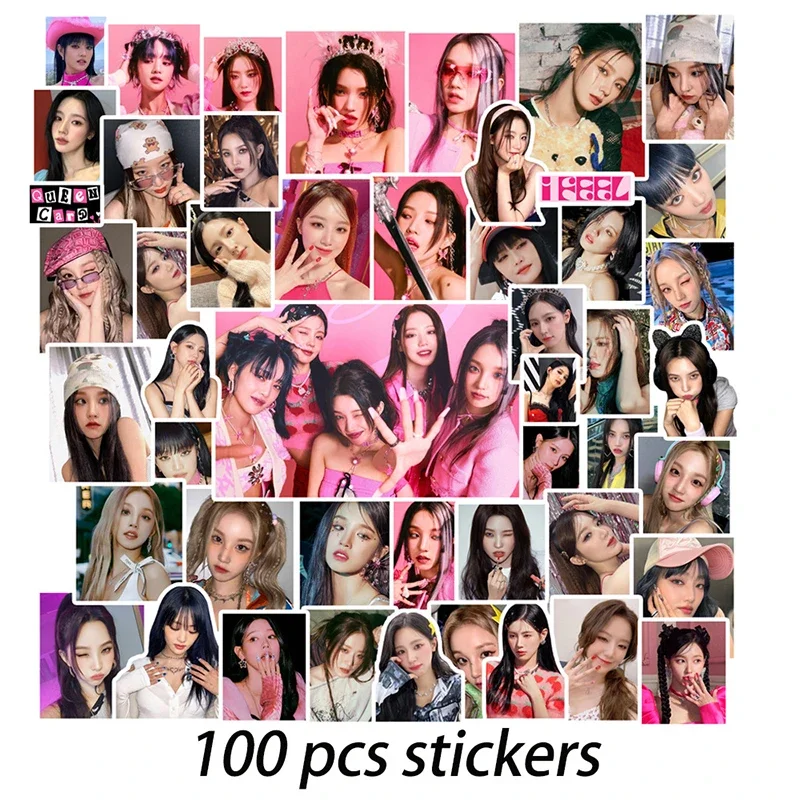 100Pcs Kpop (G)I-Dle Inever Die Stickers Album Gidle Lomo Cards Girls Burn Photo Card Cartolina Stickers Fan Gift