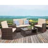 Patio Furniture Sets 4 Piece Rattan Chair Patio Sofas Wicker Sectional Sofa Outdoor Conversation 2