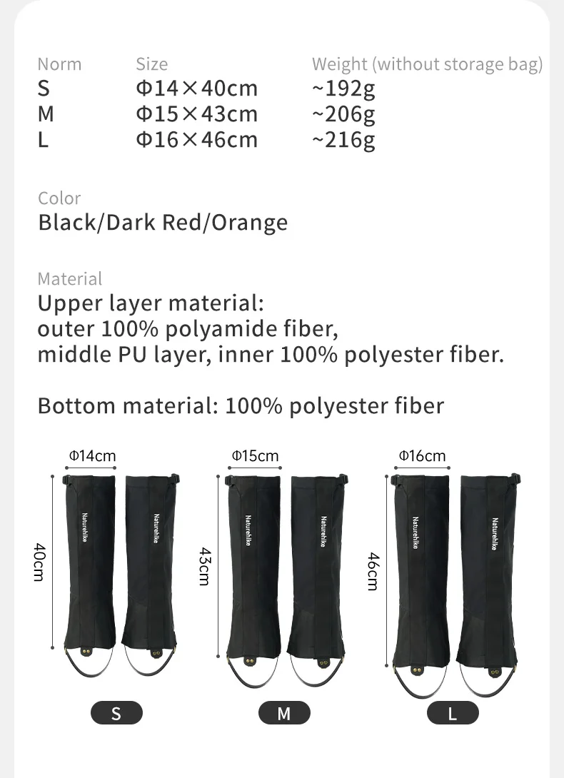 Naturehike Schuhgamaschen Klettern Beinwärmer Legging Gamaschen Abdeckung Wasserdichte Schneestiefel Gamaschen Schneegamaschen für Wandern Jagd – Detail 14