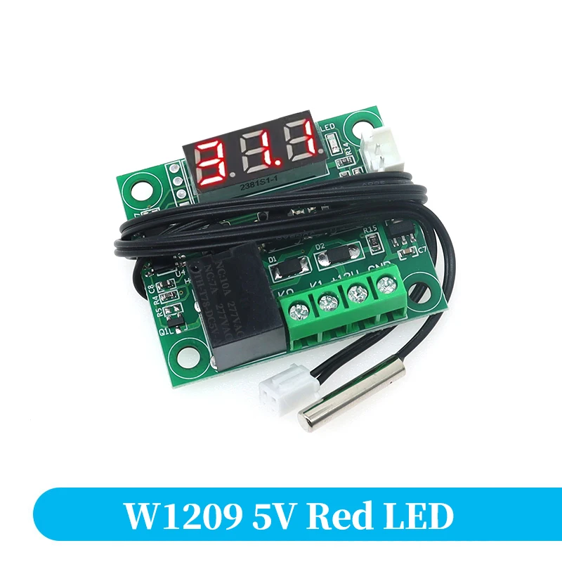 Digital Temperature Controller with Sensor and Relay Switch, -50 to 110°C, DC 5V-12V
