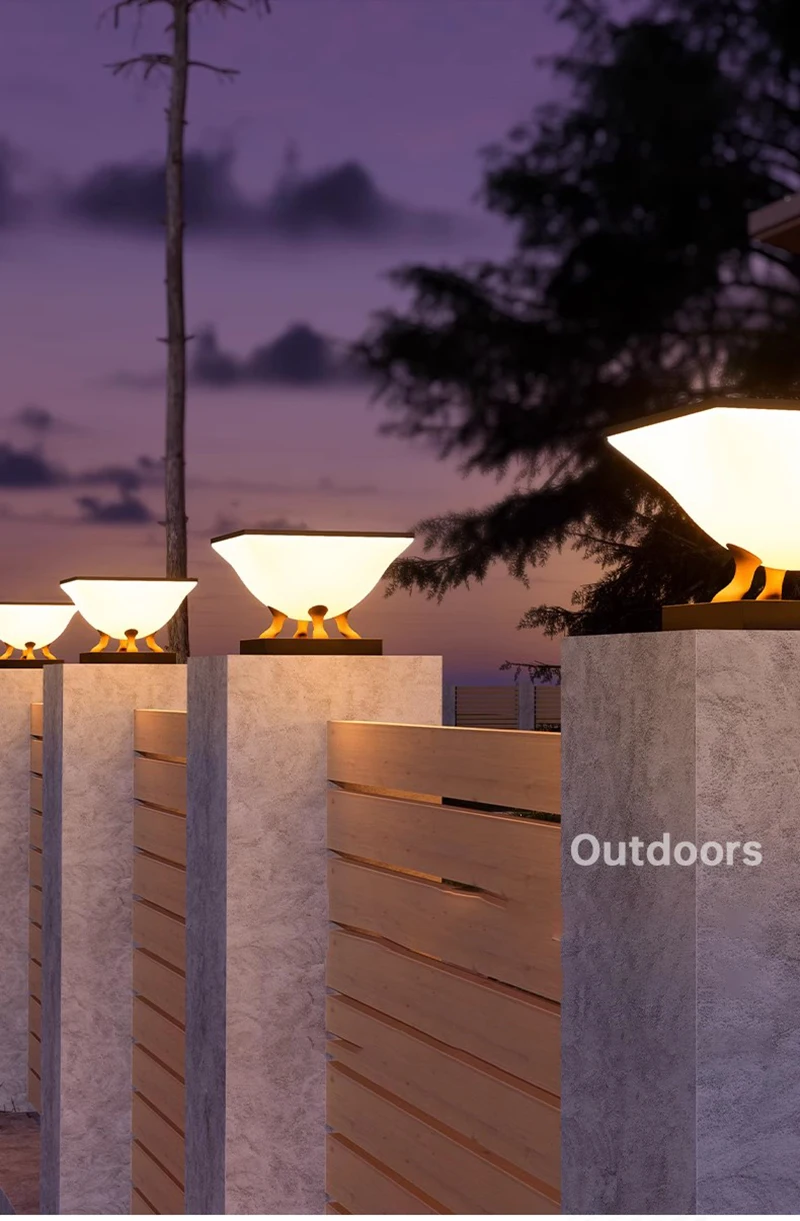 Description Picture 2 of itemOutdoor Waterproof Solar Pillar Lights Home Decor Villa LED Wall Lamp Modern Gate Garden Lighting Solar Energy Super Bright Door