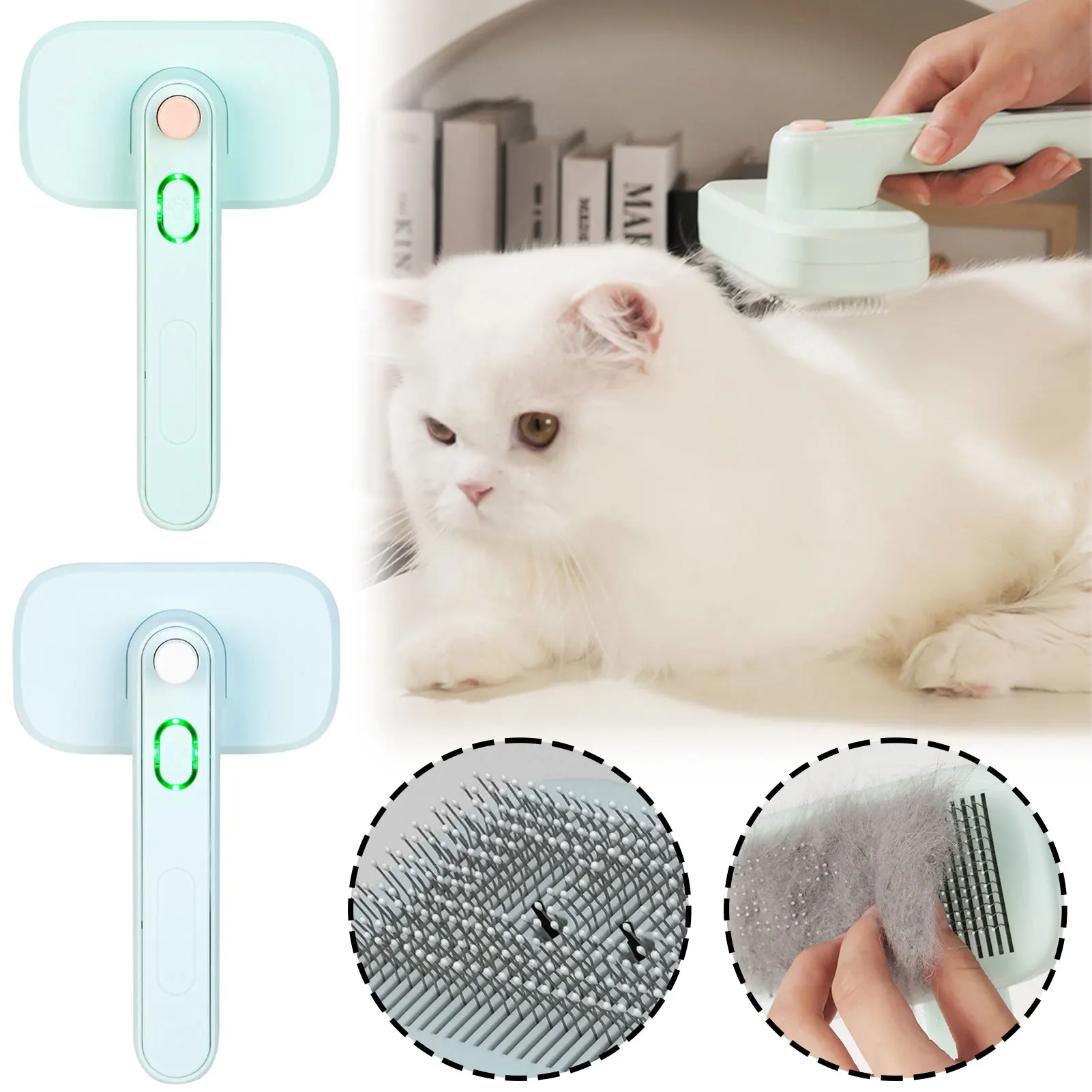 PEAKINBAGS Self-Cleaning Pet Grooming Rake for Cats and Dogs