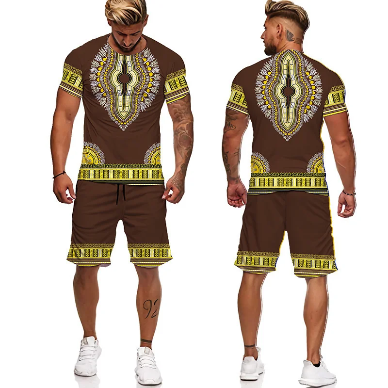New Summer 2-Piece Set 3D Print African Tshirt For Men Shorts Suits Vintage Clothes Men Oversized T Shirt Conjunto Masculino 4 New Summer 2-Piece Set 3D Print African Tshirt For Men Shorts Suits Vintage Clothes Men Oversized T Shirt Conjunto Masculino