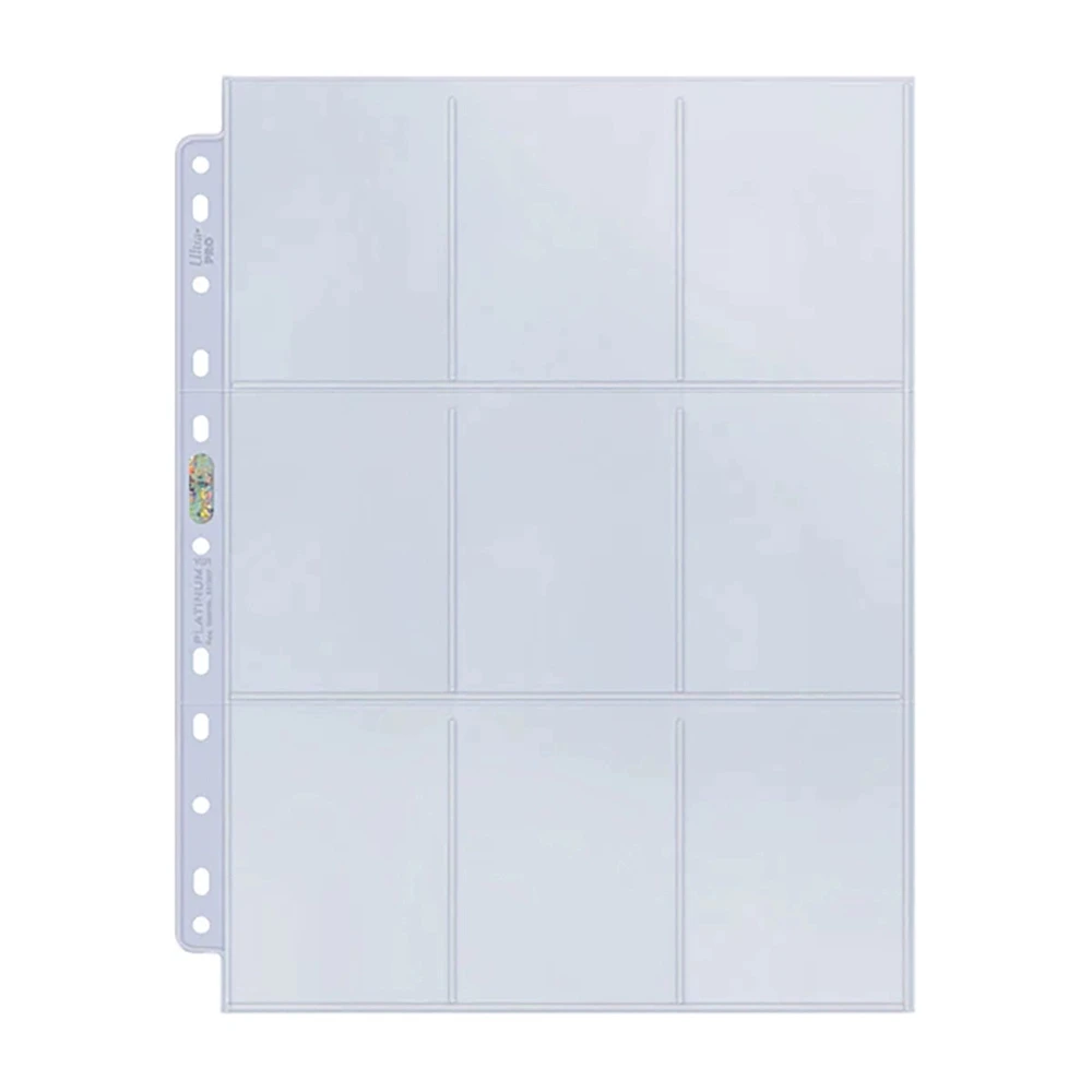 Platinum Series Trading 9 Grid Transparent Card Sheet 11-Hole Punch Clear Card Pages Storage Album Fit 3Ring Binder