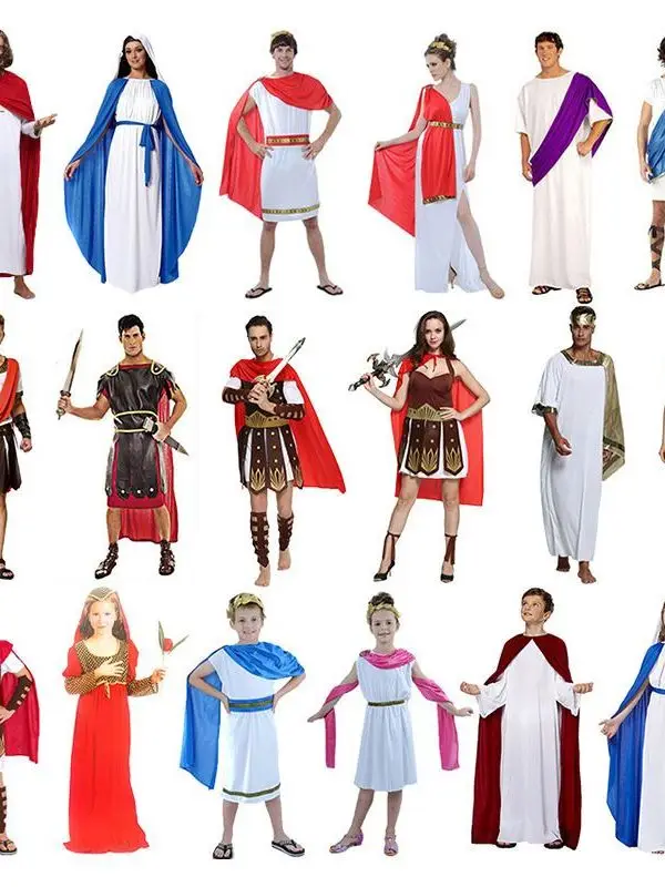 

Halloween Roman Warrior Costume Medieval Greek Mythology Olympus Zeus Toga God Goddess Cosplay Dress For Adult And Kid