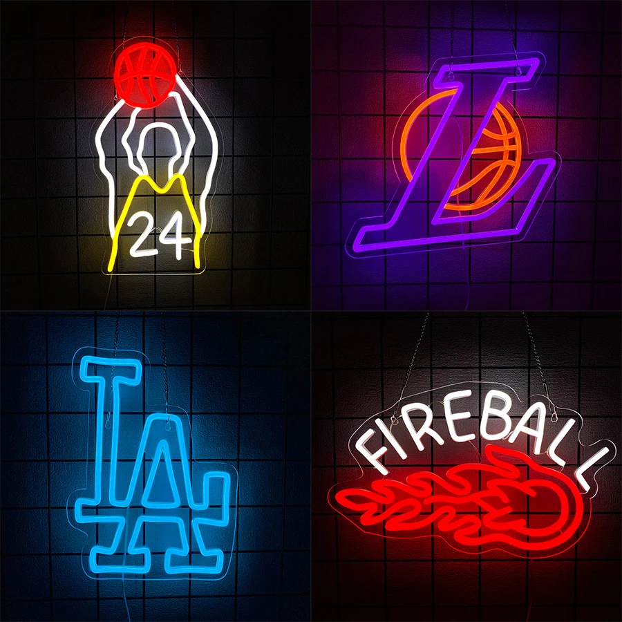 ยิงบาสเกตบอลป้ายนีออนสําหรับตกแต่ง,เล่นบาสเกตบอลLed Neon Light Signสําหรับห้องนอนPlay Room Man Caveกีฬาพัดลมของขวัญ 1