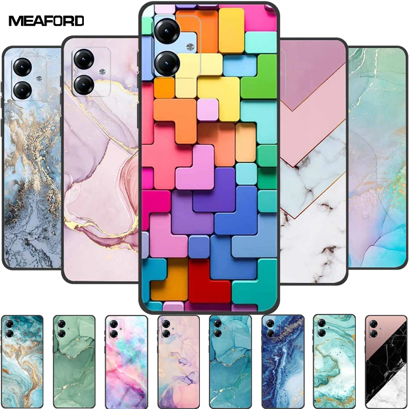 Per Motorola Moto G84 5G Custodia G54 2023 Marble Tpu Custodie Posteriori In Silicone Nero Morbido Per Moto G54 5G Cover G 84 Gusci Protettivi