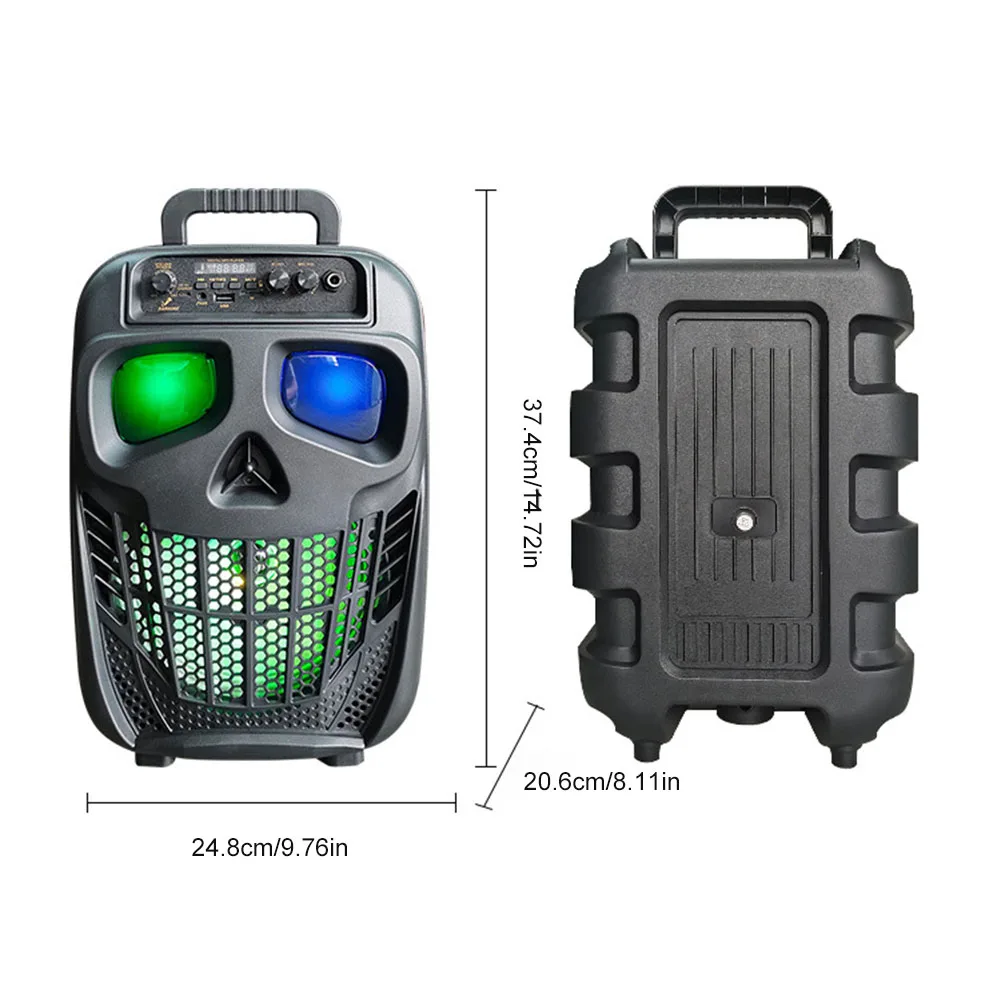 Skull Wireless Portable Speaker Bluetooth-Compatible 5.0 Karaoke Machine Speaker Karaoke PA System for Outdoor Home Party Travel