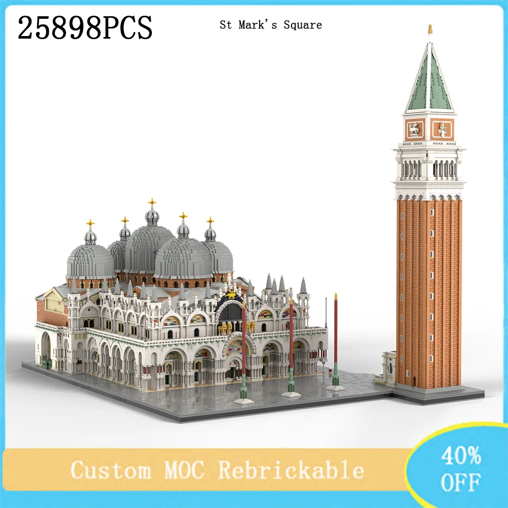 

New 25898PCS Custom Street View MOC Modular St Mark's Square World Landmark Building Model DIY Children's Birthday ChristmasGift