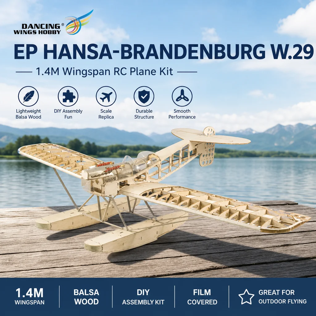 DW Hobby S26 Hansa-Brandenburg W.29 1,4M Balsa-Bausatz – 55 Zoll WWI Wasserflugzeug Lasergeschnittenes Holz-RC-Flugzeug