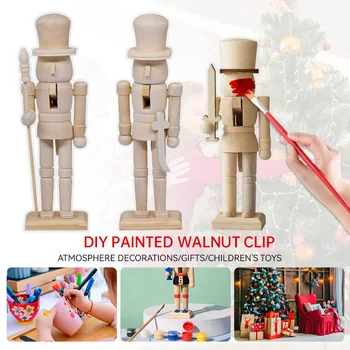 DIY 크리스마스 나무 호두까기 인형, 손으로 페인트 군인 인형, 크리스마스 입상, 그림 호두나무 인형, 창의적인 공예 선물 장식