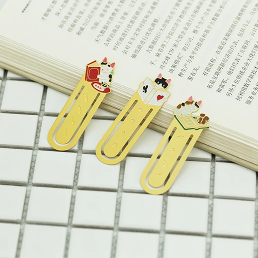 Creative Cat Bookmarks Kawaii Book Clips Kawaii Kittens Paper Clips Korean Stationery Reading Tools Teacher Gift Office Supplies