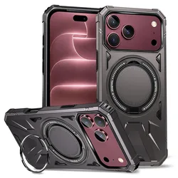 Military Grade Armor Magnetic Wireless Charging Kickstand Case - iPhone 17 (Gray)