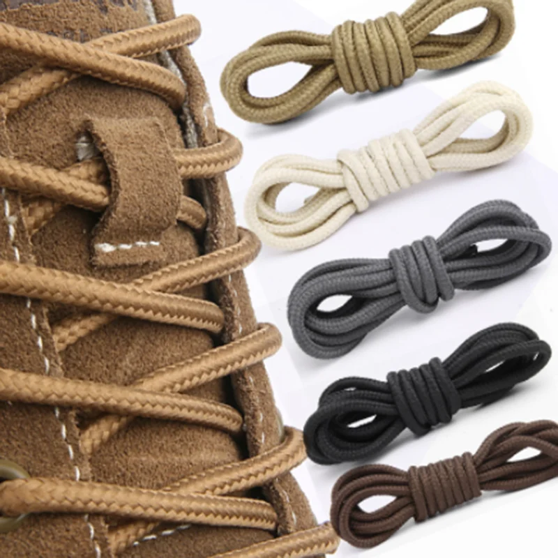 1 Pair classic solid round 120cm waxed polyester shoe laces boot laces sneaker shoelace 6 colors