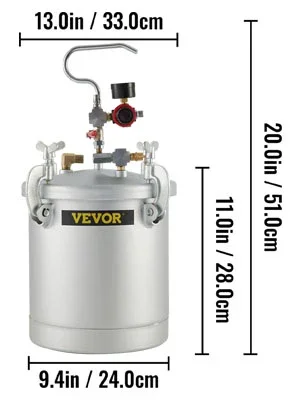 VEVOR 10L/2,6G Druck-Farbspritztopf mit Spritzpistole und Schlauch, robust, Airless für den privaten/gewerblichen Gebrauch, 2 Jahre Garantie – Detail 11