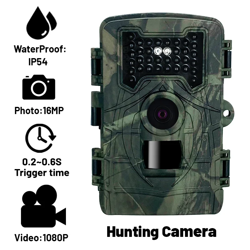 

16MP Tail Camera 1080P HD Video Recorder 2.0 Inch Night Vision PIR Sensor Outdoor Wildlife IP54 Waterproof Trail Cam for Hunting