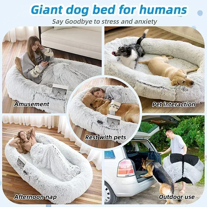 Removable Dog Bed Giant Dog Bed splash sprinkler pad  Washable Plush  Bed, 3D Sponge Filling Pet Bed, Anti-slip Dog Kennel Pad