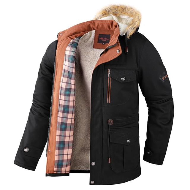 Cargo Blouson de Hiver Homme en Coton À Capuche Chaud Doublee