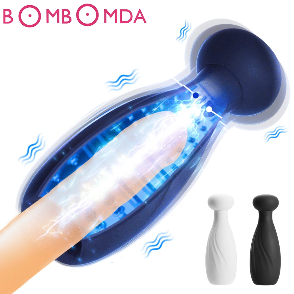10 Modes Penis Delay Trainer Electric Shock Automatic Male Masturbator Oral Climax Sex Glans Stimulate Massager Sex Toys for Men
