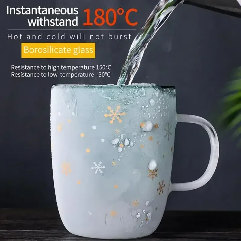 Christmas Cup Transparent Double Anti-Scalding Glass Cup Christmas Tree Star Coffee Cup Milk Juice Cup Children's Christmas Gift