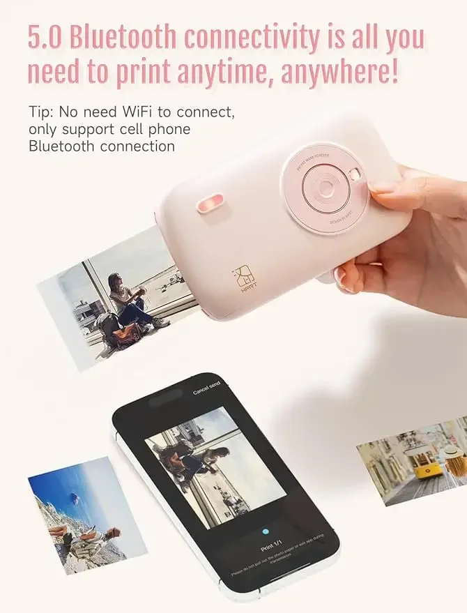 GlowMartColor Printer Phone Pocket Portable Wireless 300DPI Mini Hand Photo Printer Thermal Sticker Machine