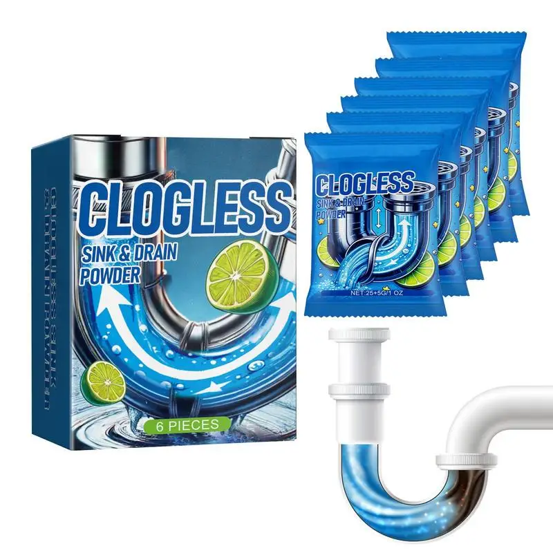 

Пылесос для слива раковины, порошковый очиститель для дренажа труб, 6 шт., разблокировщик кухонных сливов, удалитель грязи, мощный порошок для канализации туалета